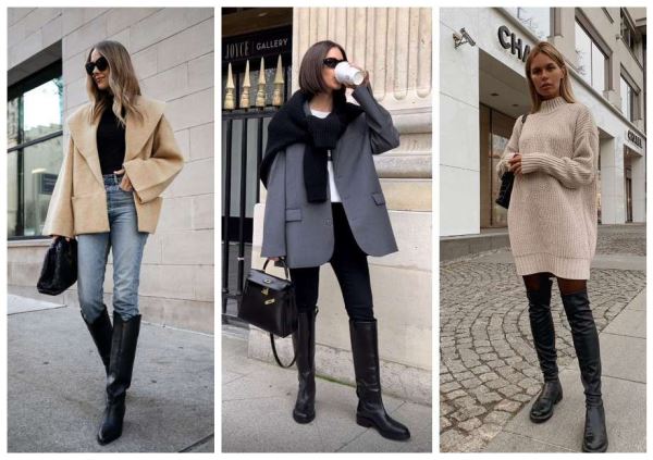 Длинные сапоги: с чем их носить и как сочетать