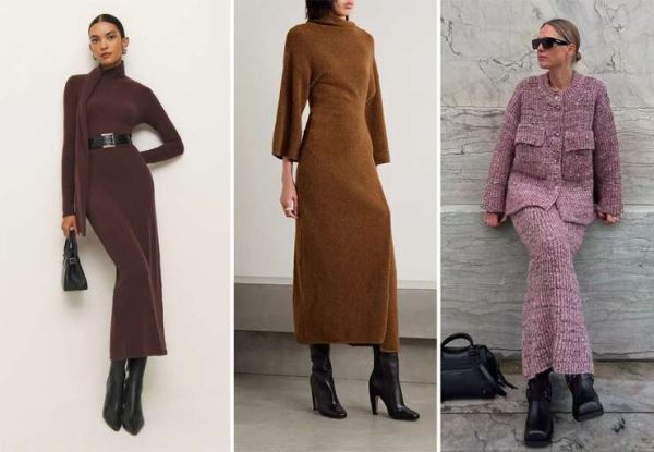 Теплые платья на каждый день: трикотаж, вязаное, миди — с чем носить